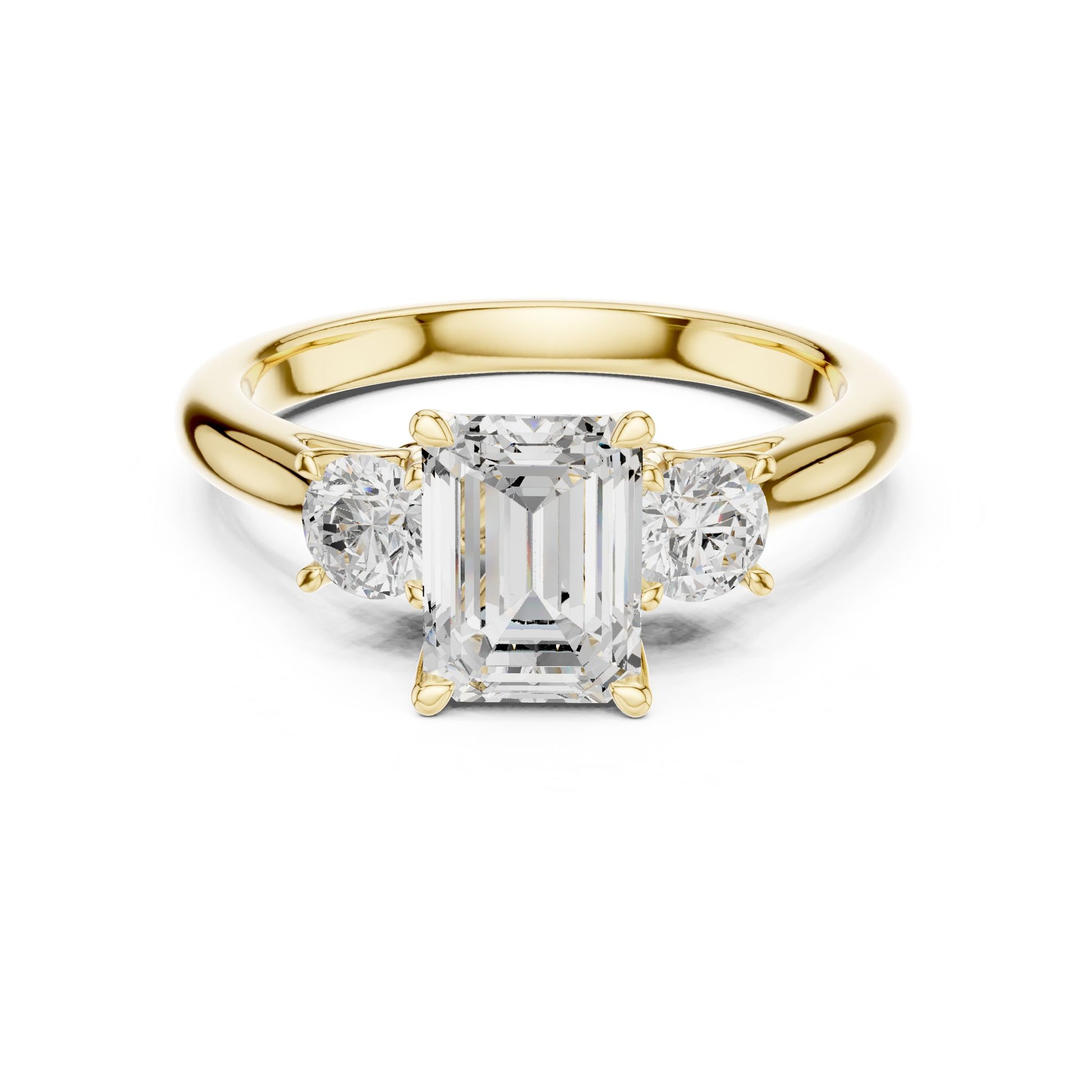Emerald Lab Grown Diamond Three-Stone Engagement Ring