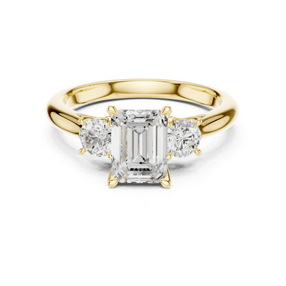 Emerald Lab Grown Diamond Three-Stone Engagement Ring