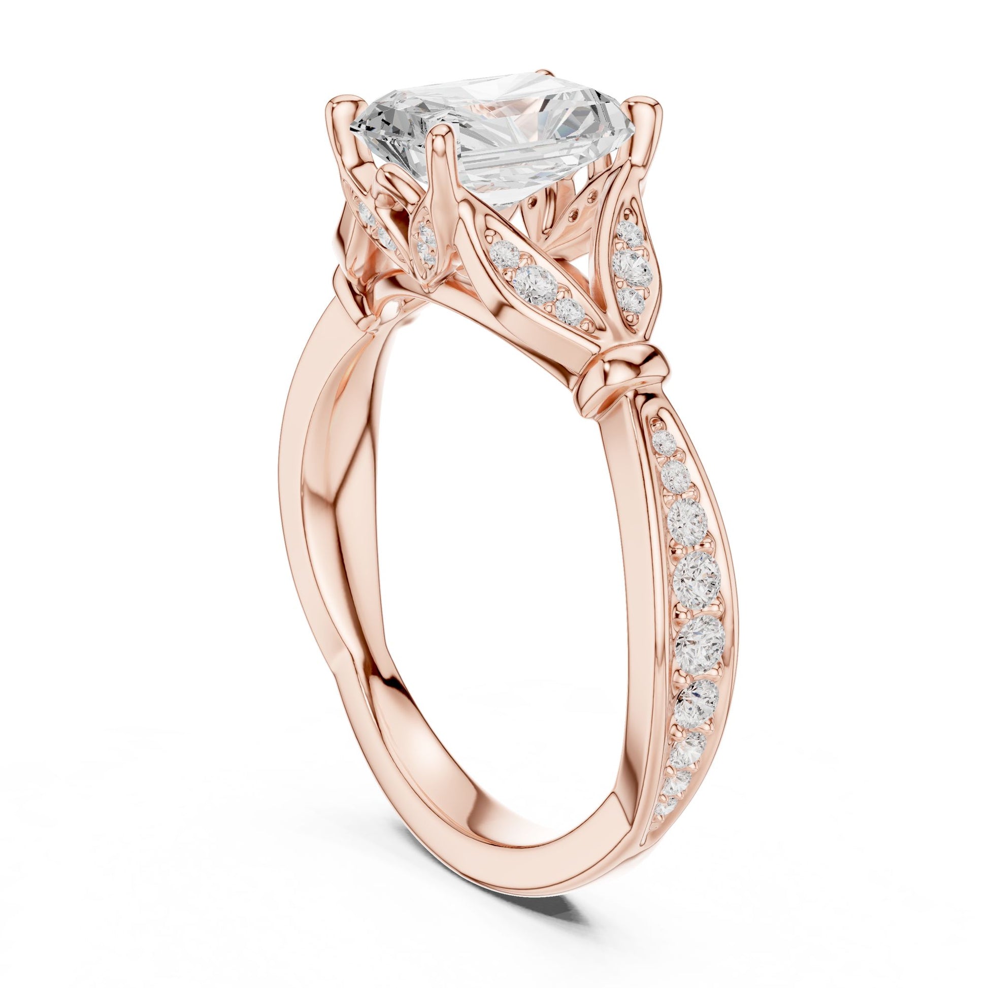Emerald Lab Grown Diamond Vintage Engagement Ring