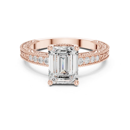Emerald Lab Grown Diamond Vintage Engagement Ring