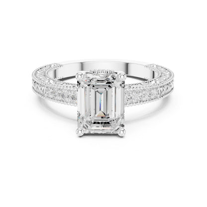 Emerald Lab Grown Diamond Vintage Engagement Ring