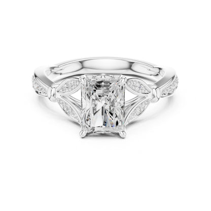 Emerald Lab Grown Diamond Vintage Engagement Ring