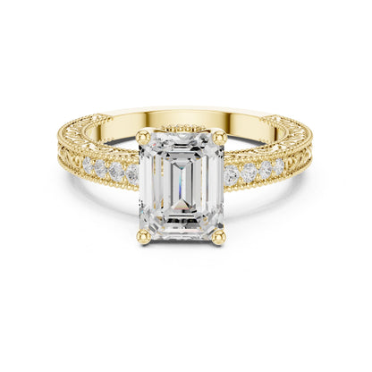 Emerald Lab Grown Diamond Vintage Engagement Ring