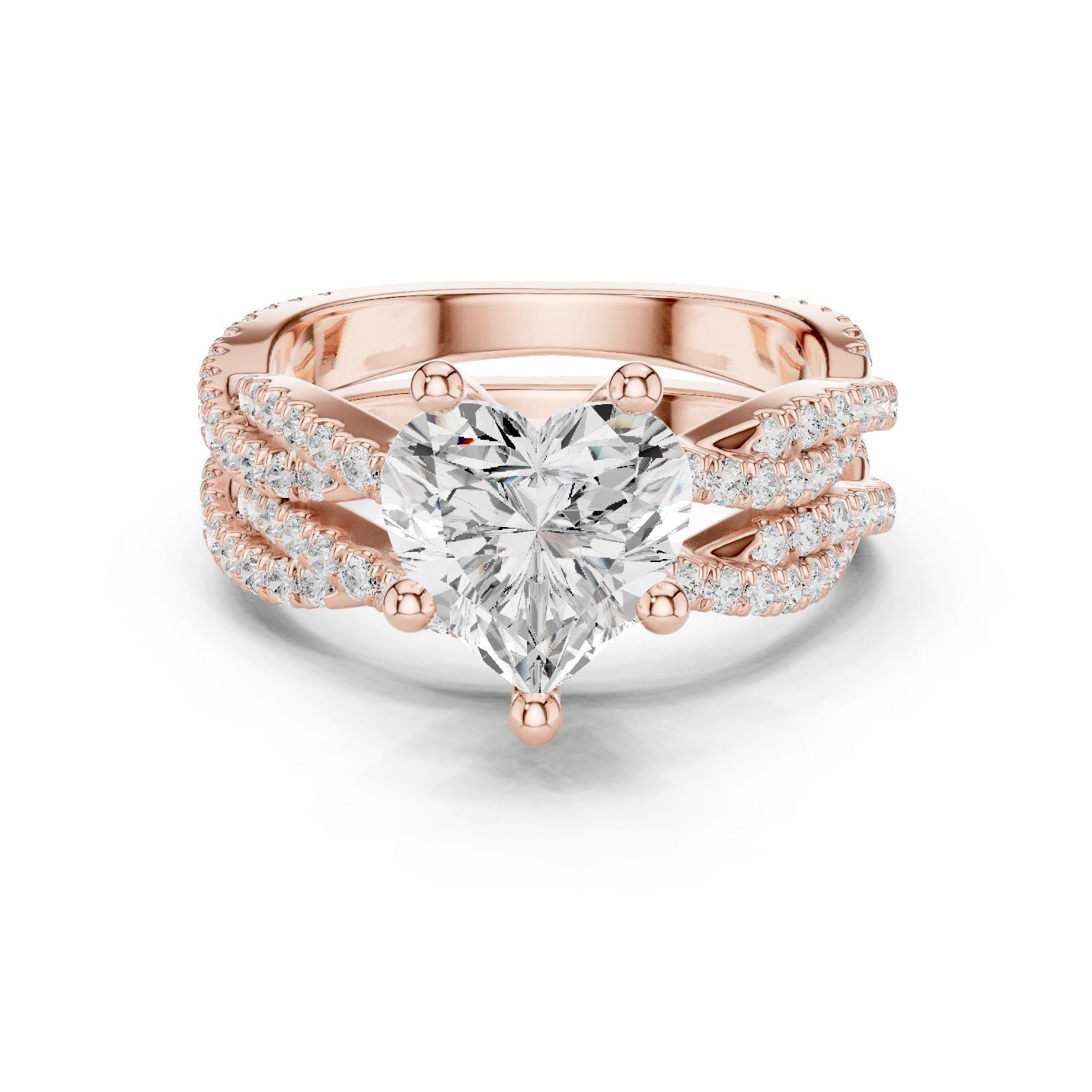 Heart Lab Grown Diamond Bypass Engagement Ring
