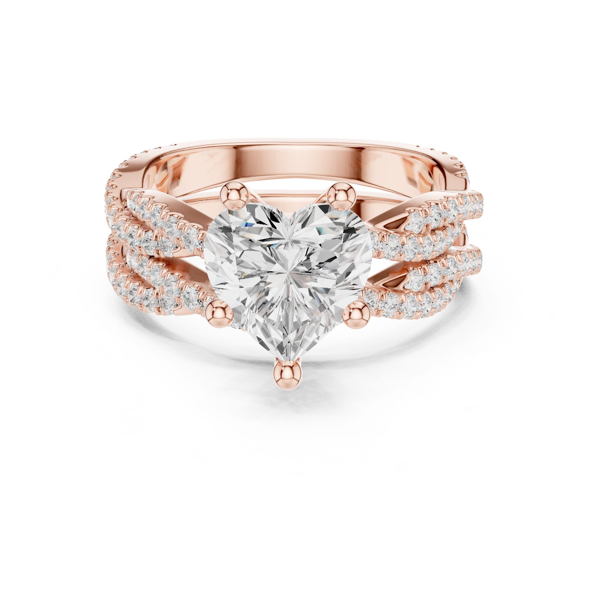 Heart Lab Grown Diamond Bypass Engagement Ring
