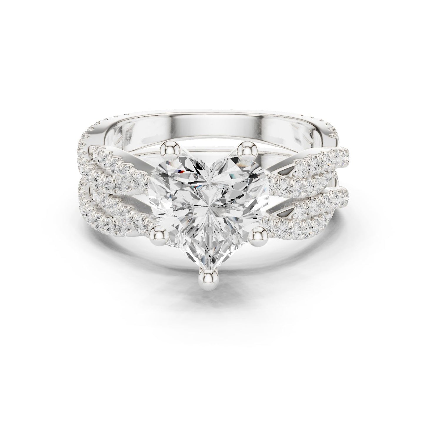 Heart Lab Grown Diamond Bypass Engagement Ring
