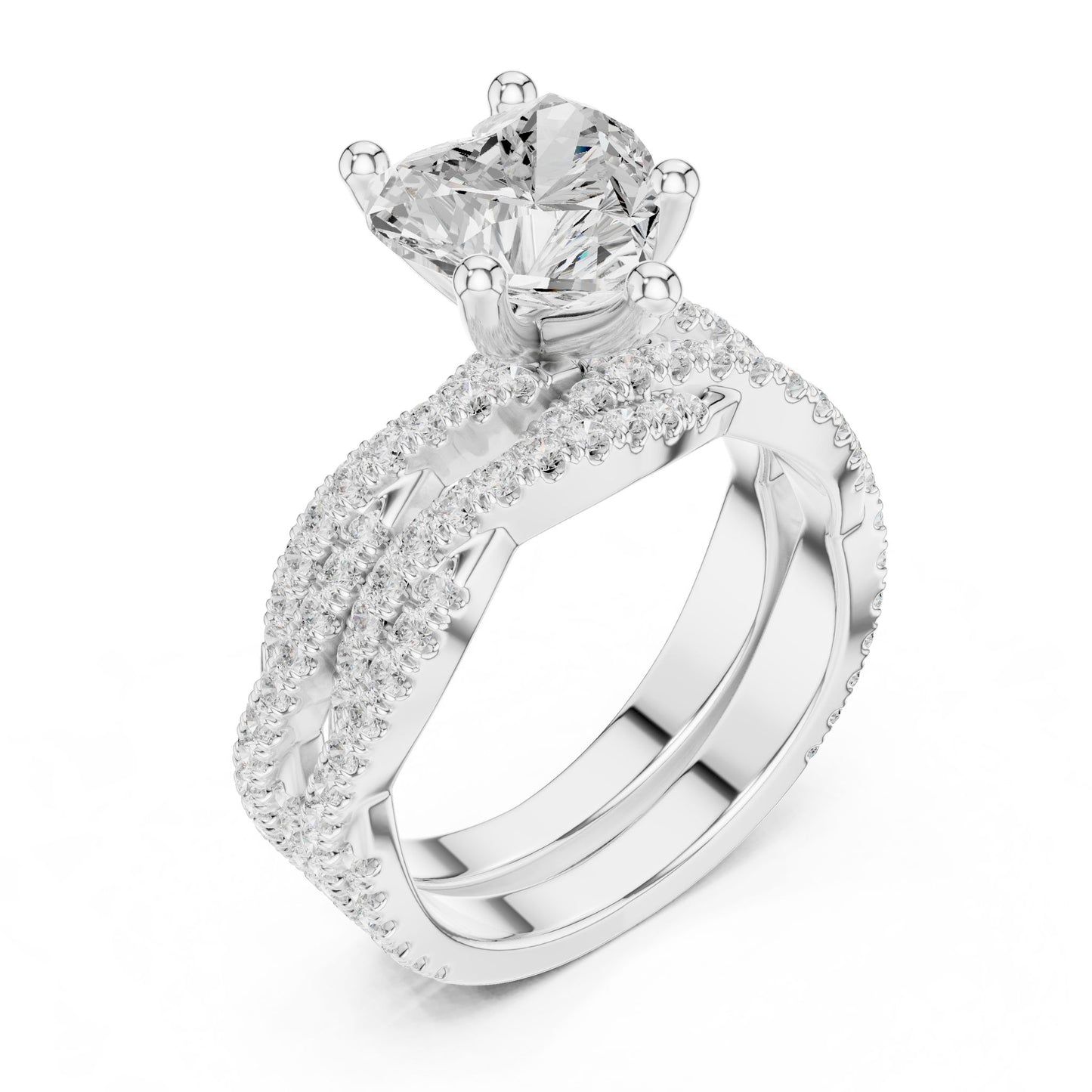 Heart Lab Grown Diamond Bypass Engagement Ring