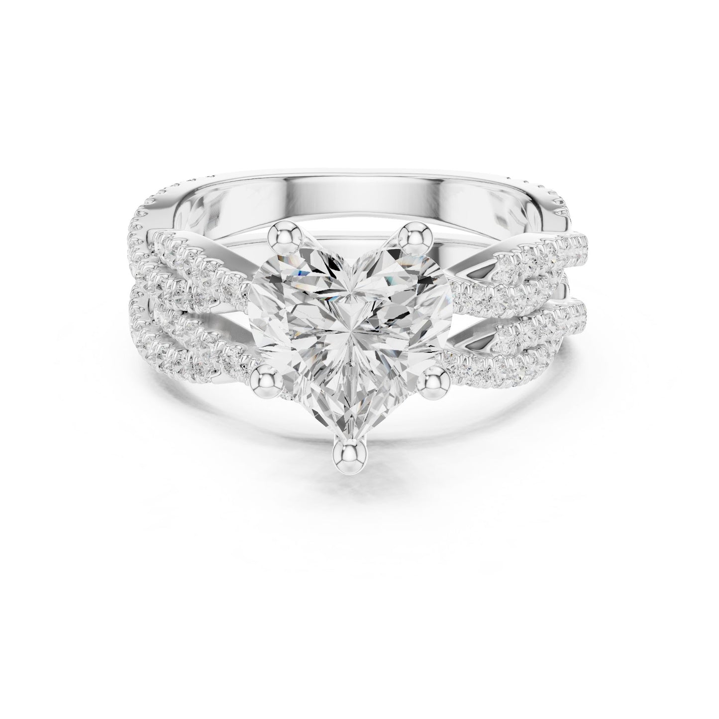 Heart Lab Grown Diamond Bypass Engagement Ring