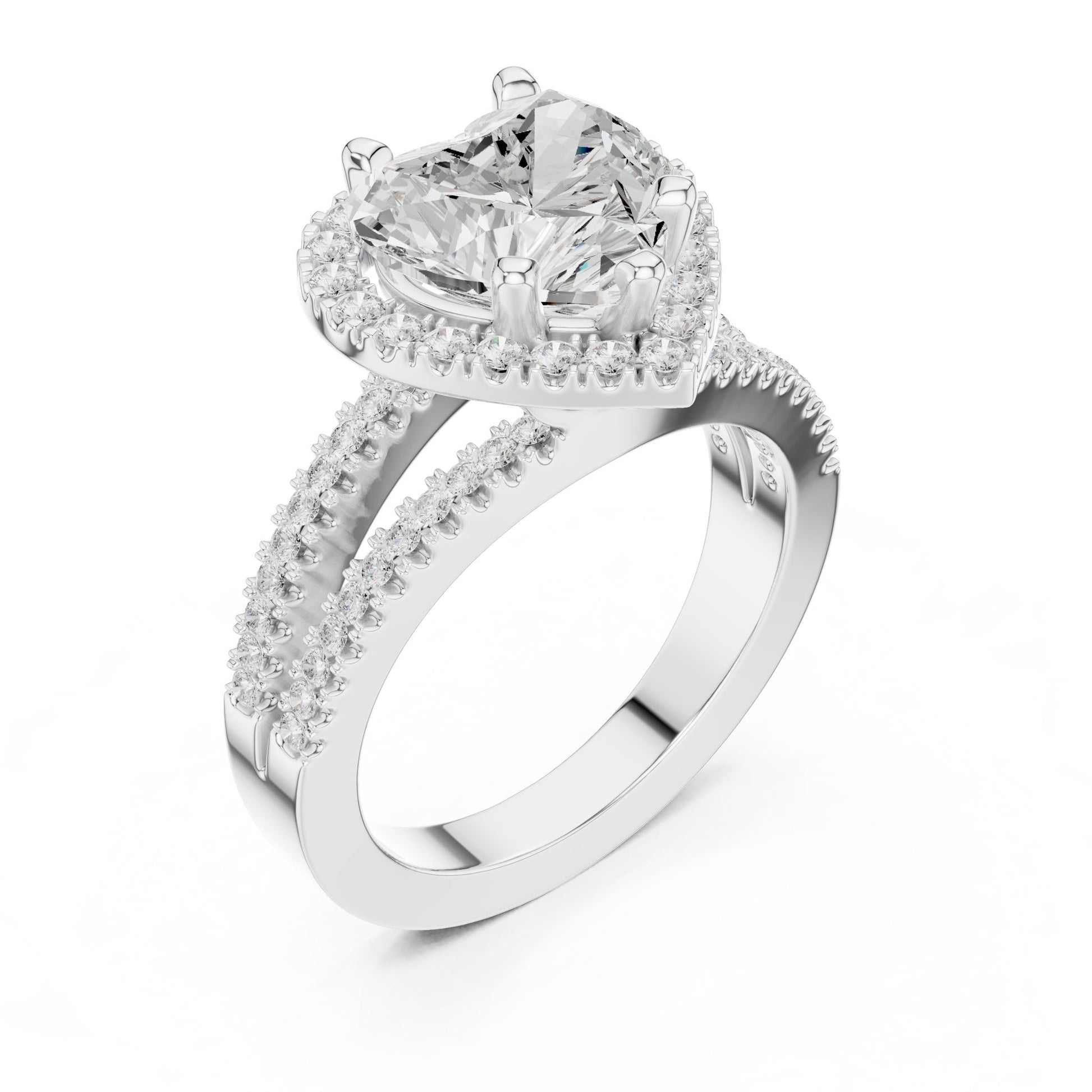 Heart Lab Grown Diamond Halo Engagement Ring