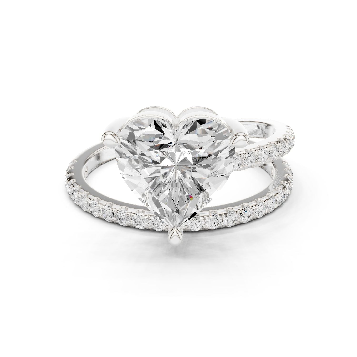 Heart Lab Grown Diamond Pave Engagement Ring