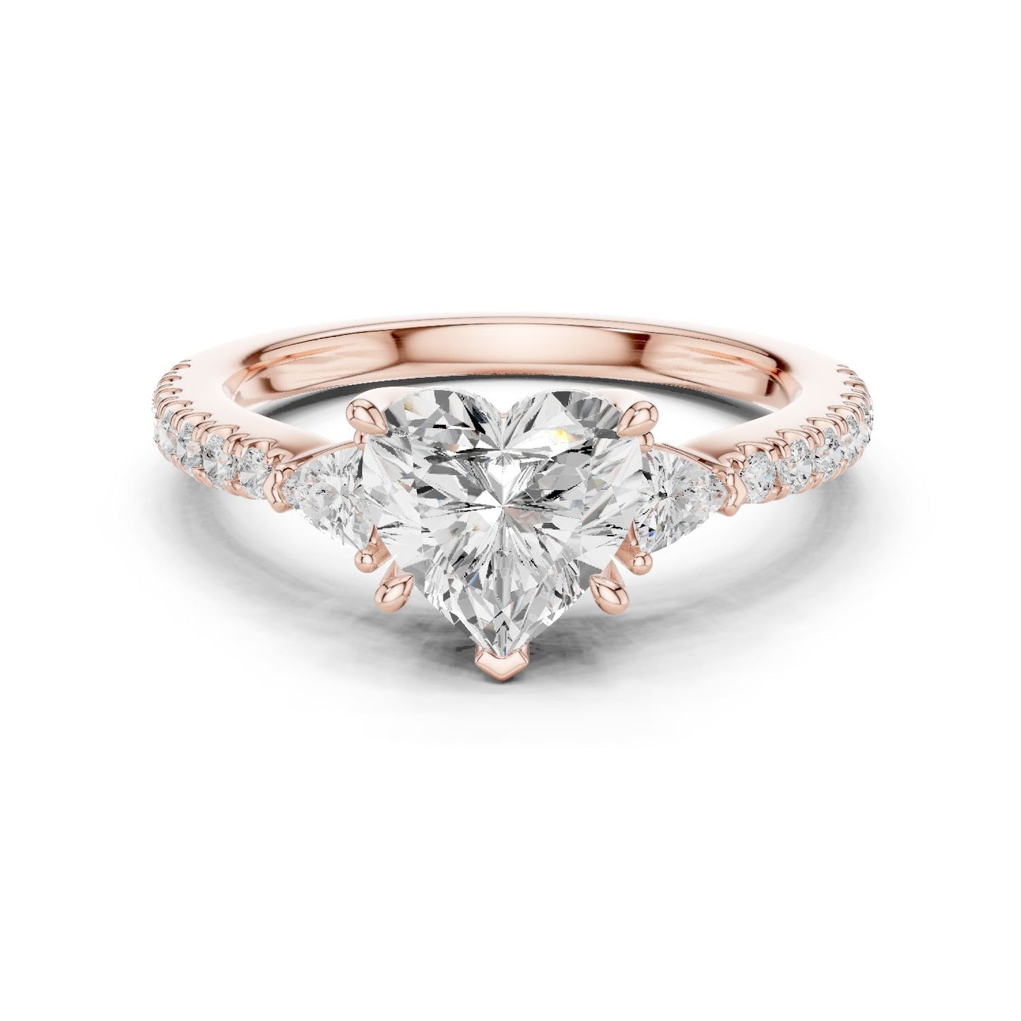 Heart Lab Grown Diamond Side-Stone Engagement Ring