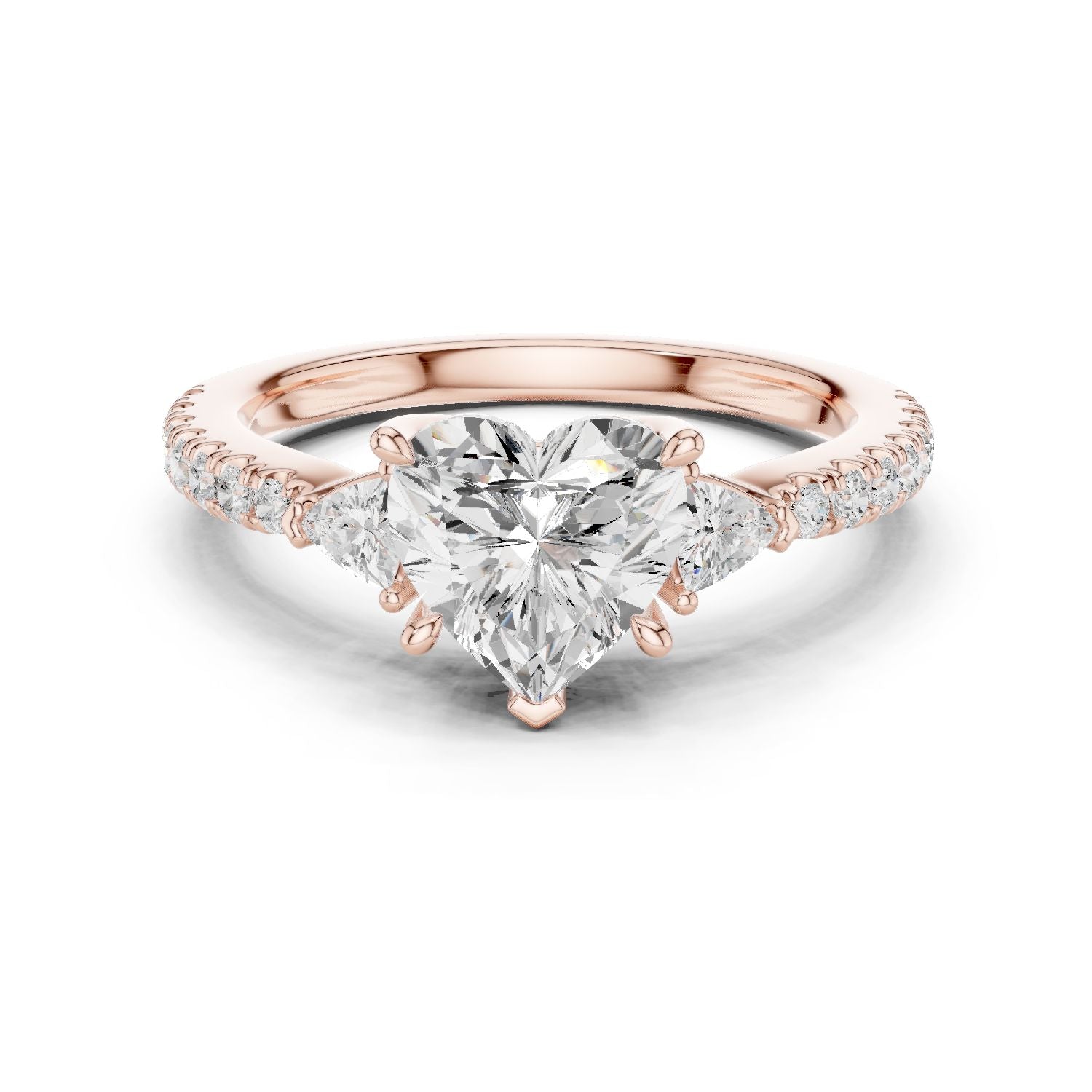 Heart Lab Grown Diamond Side-Stone Engagement Ring