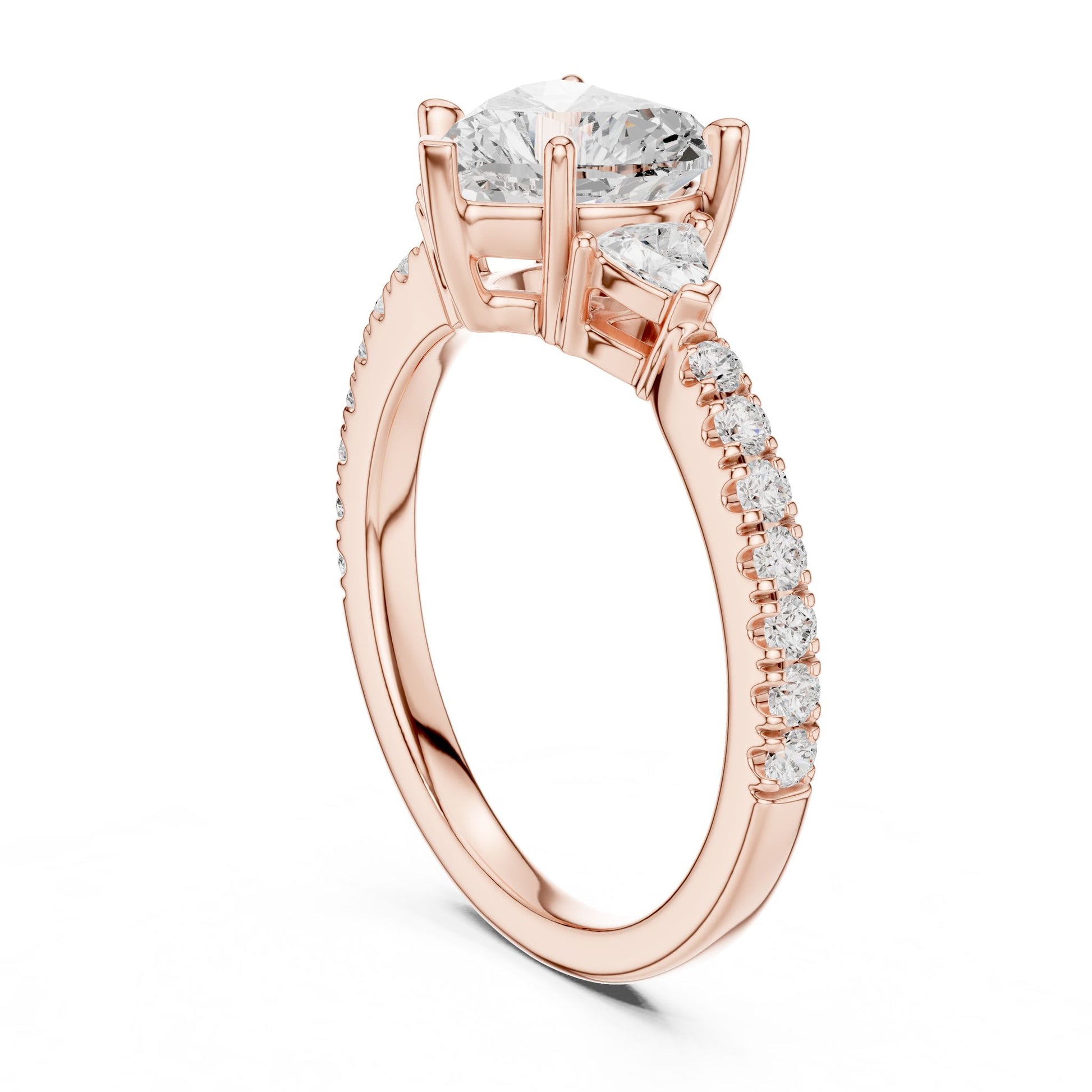 Heart Lab Grown Diamond Side-Stone Engagement Ring