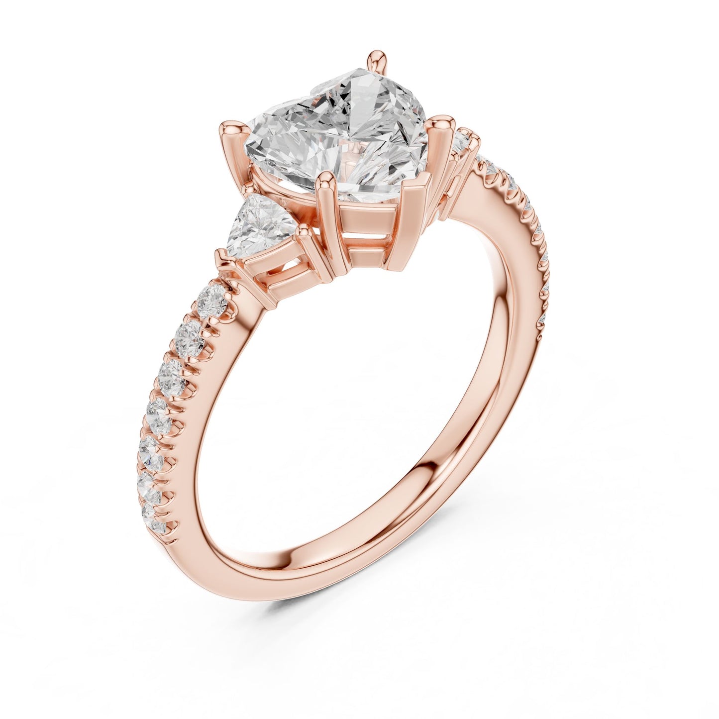 Heart Lab Grown Diamond Side-Stone Engagement Ring