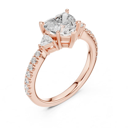 Heart Lab Grown Diamond Side-Stone Engagement Ring