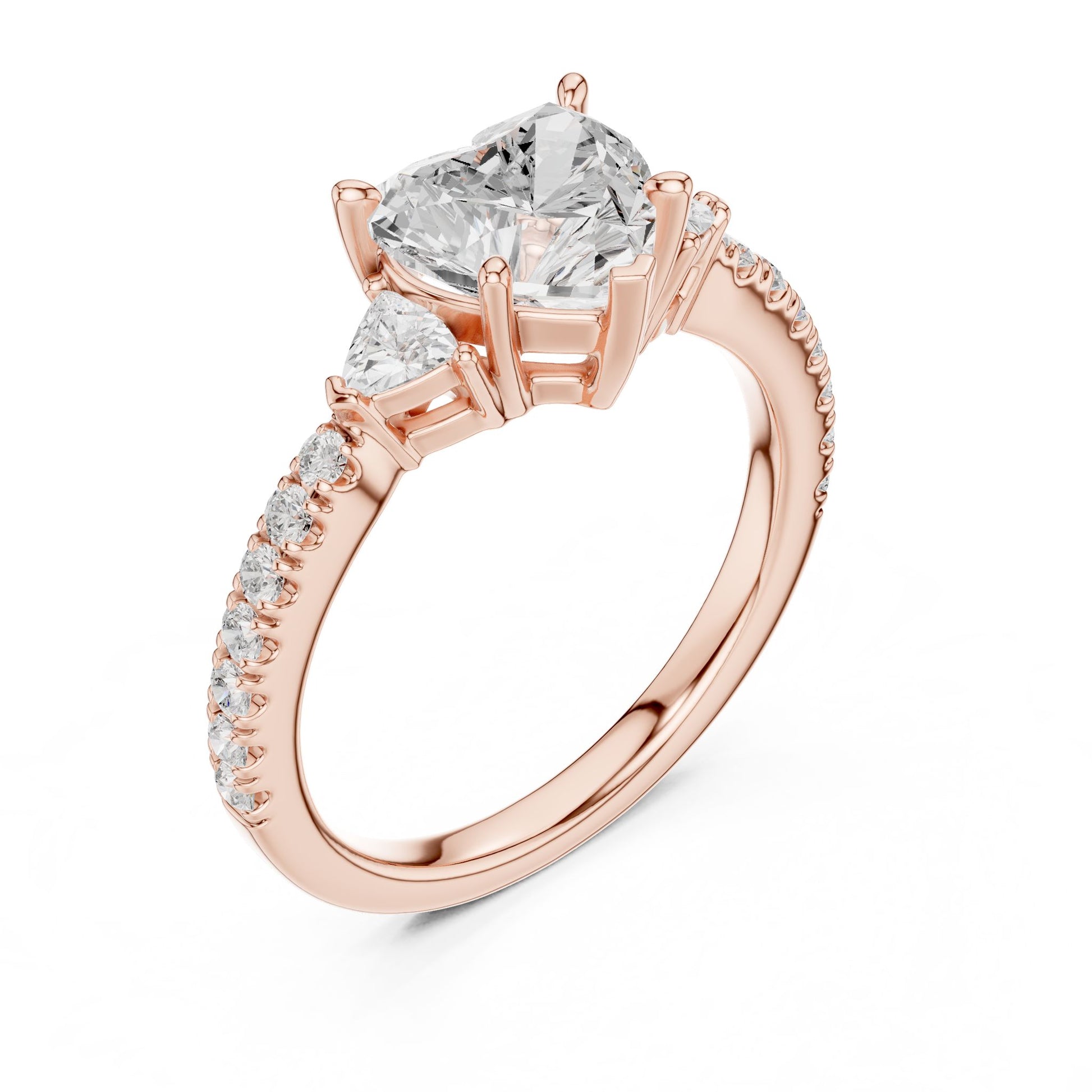 Heart Lab Grown Diamond Side-Stone Engagement Ring