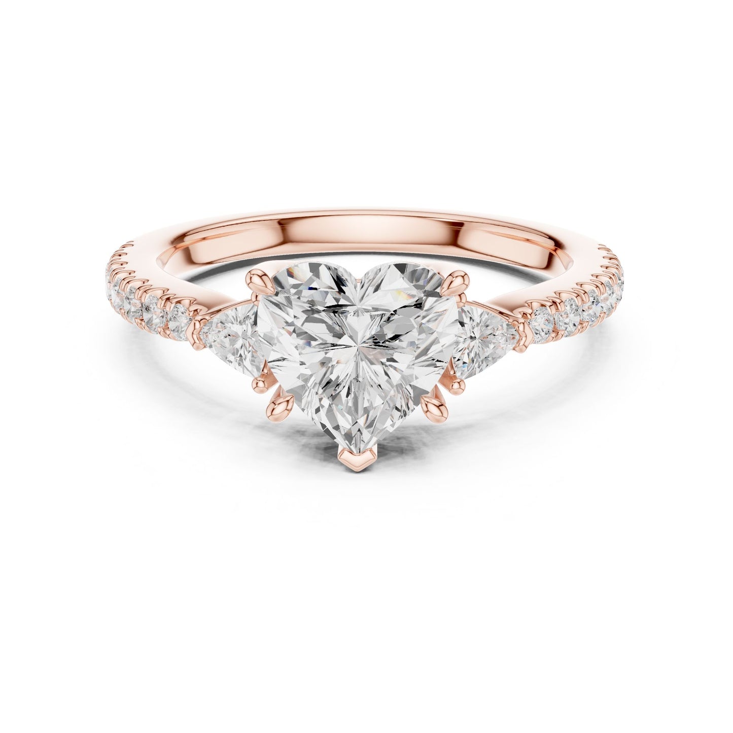 Heart Lab Grown Diamond Side-Stone Engagement Ring