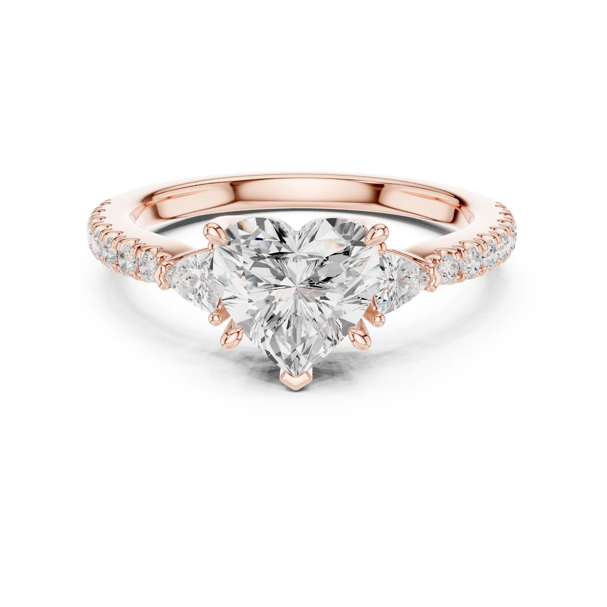 Heart Lab Grown Diamond Side-Stone Engagement Ring