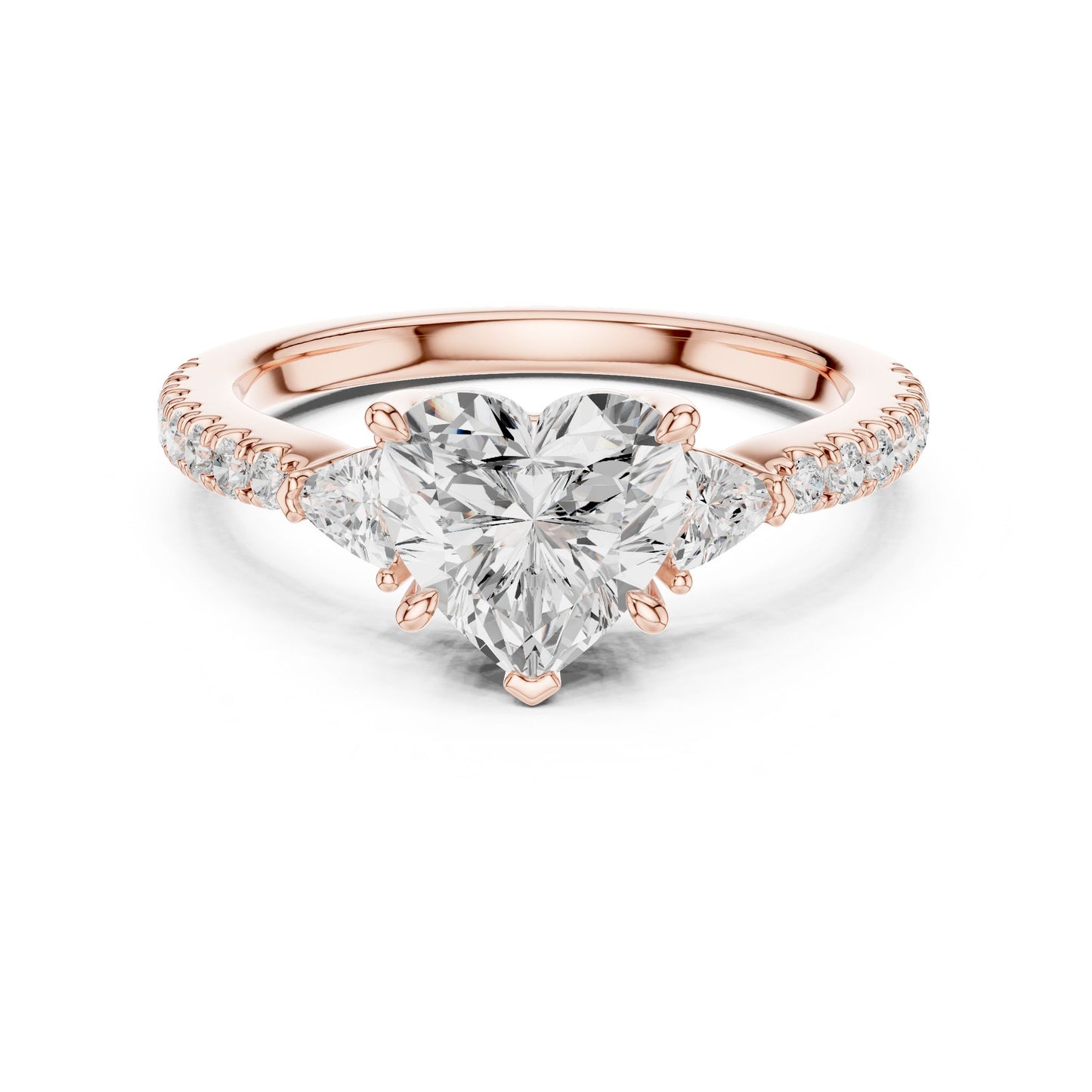 Heart Lab Grown Diamond Side-Stone Engagement Ring