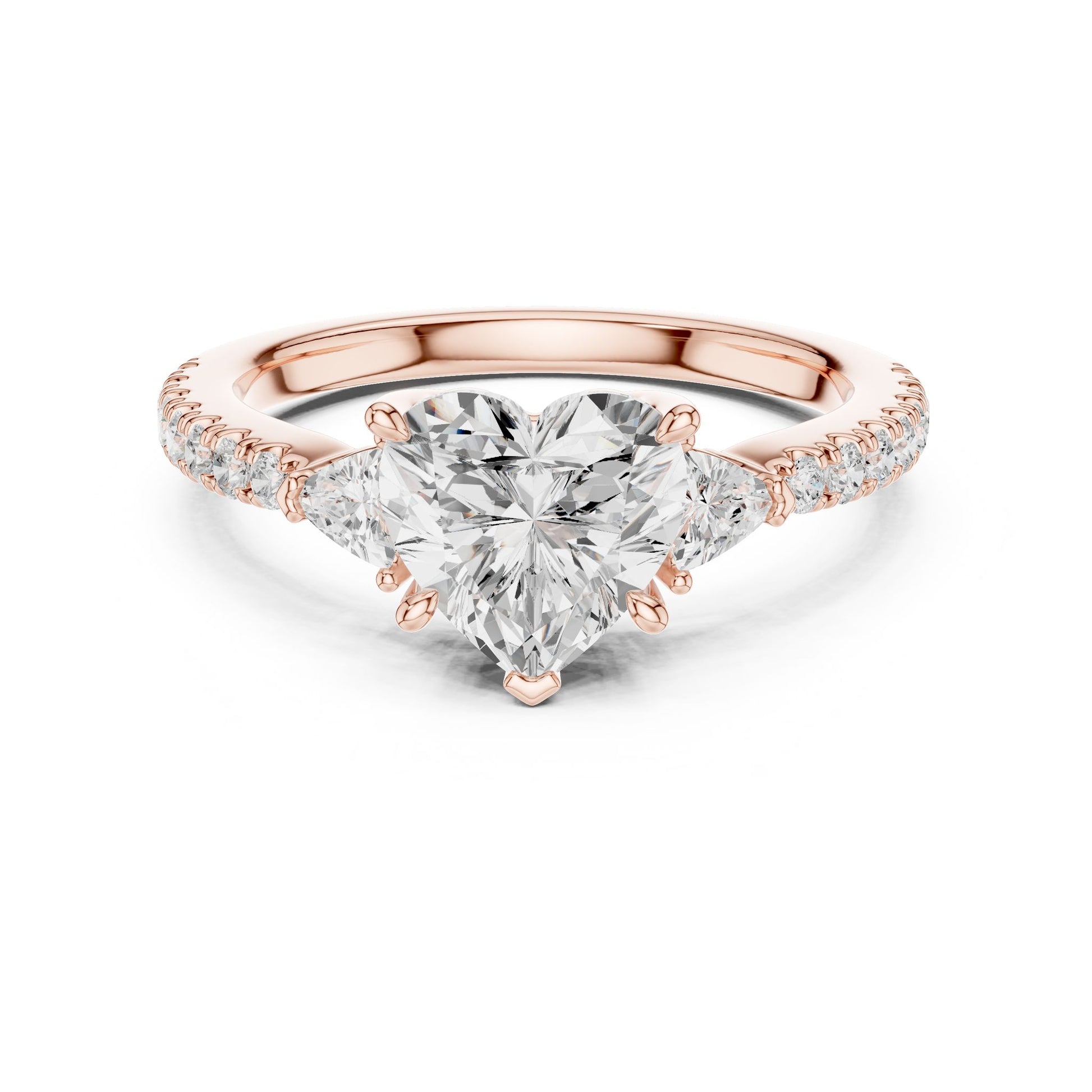 Heart Lab Grown Diamond Side-Stone Engagement Ring