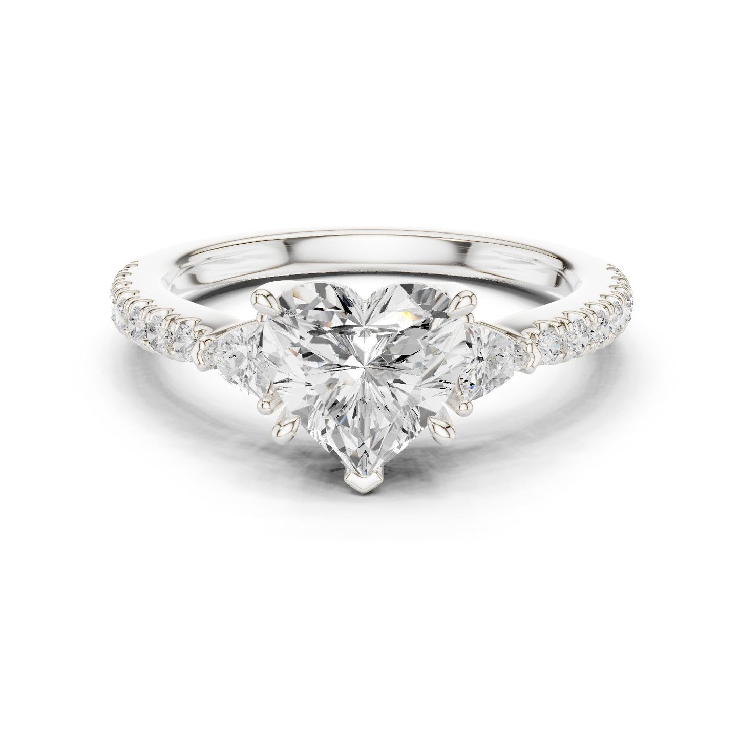 Heart Lab Grown Diamond Side-Stone Engagement Ring