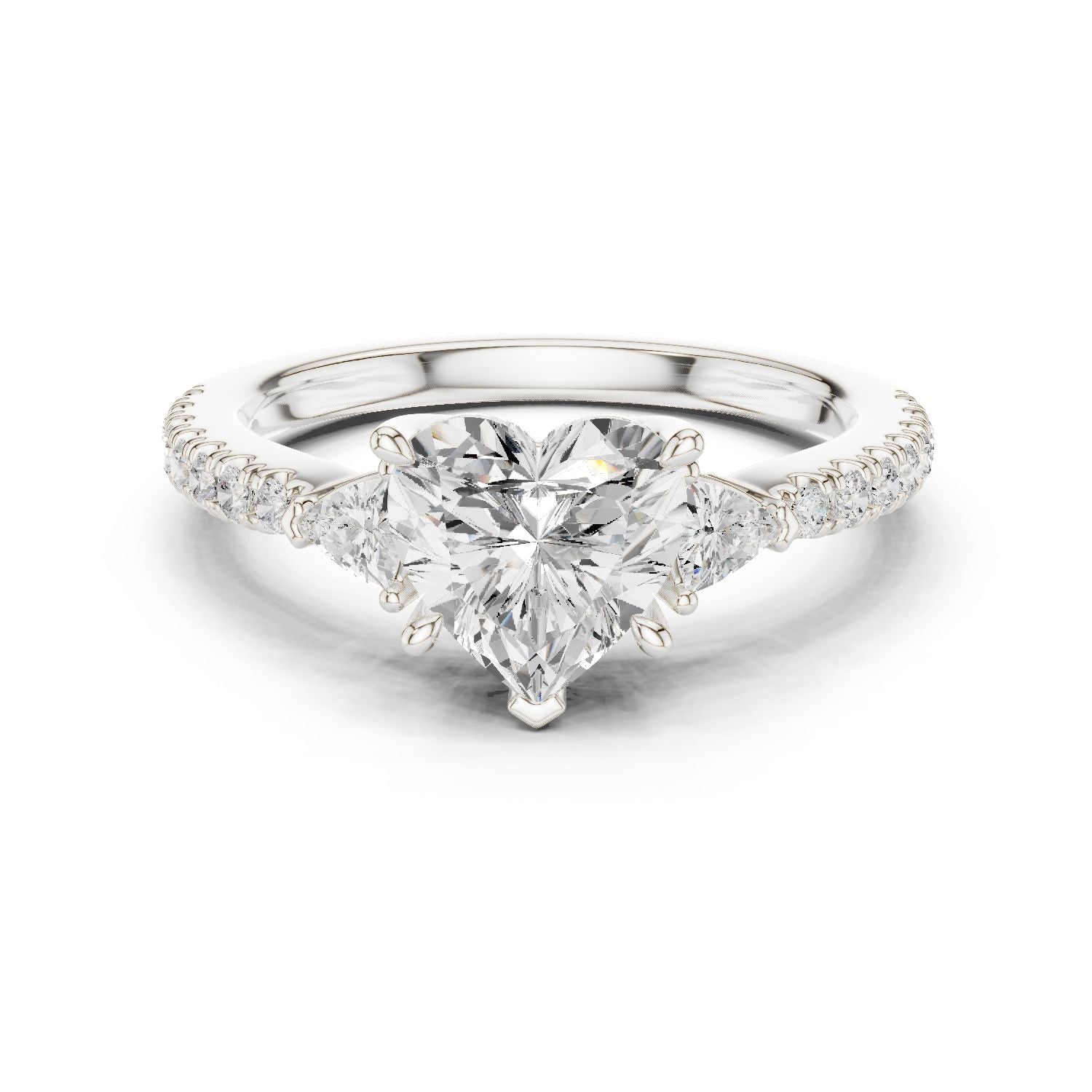 Heart Lab Grown Diamond Side-Stone Engagement Ring