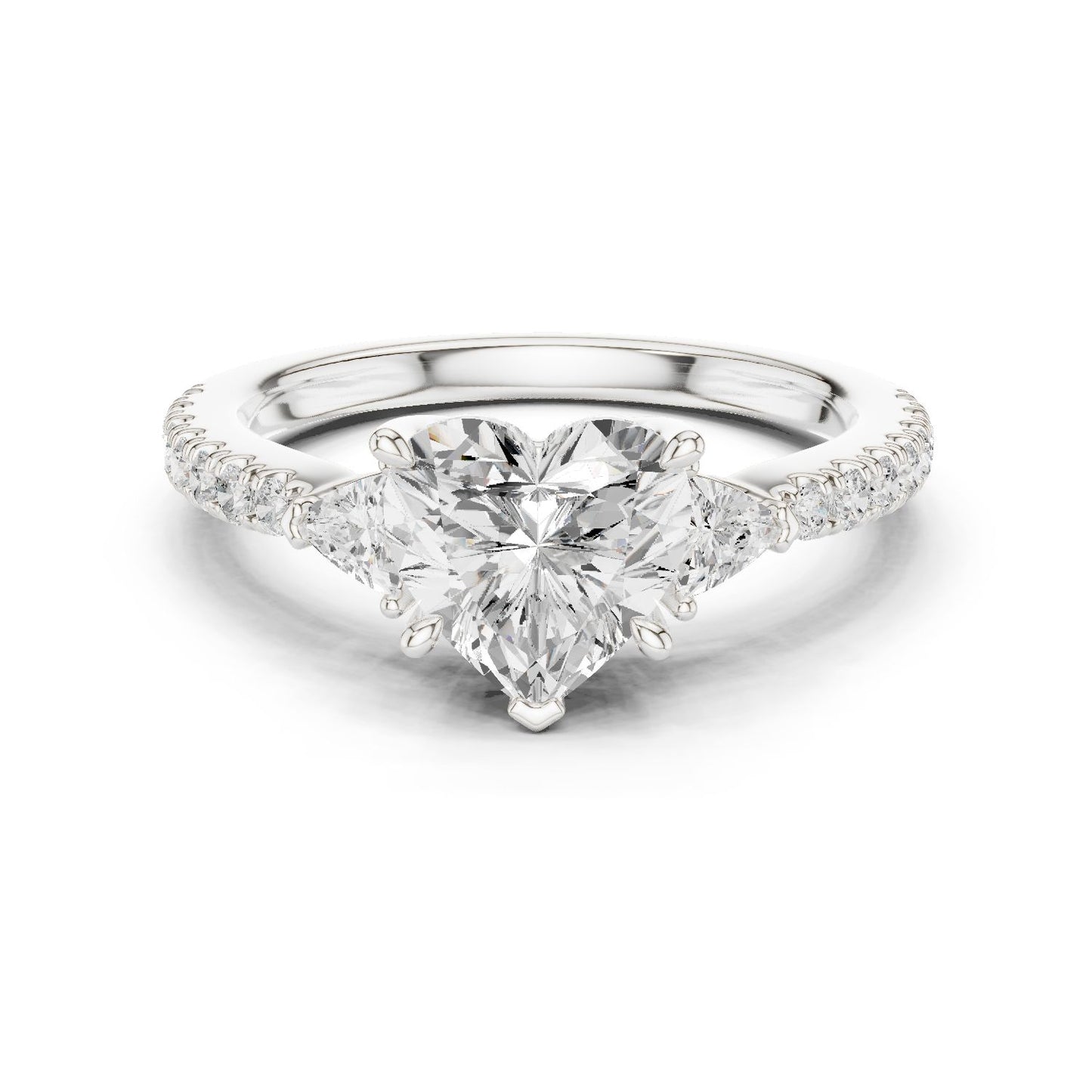 Heart Lab Grown Diamond Side-Stone Engagement Ring
