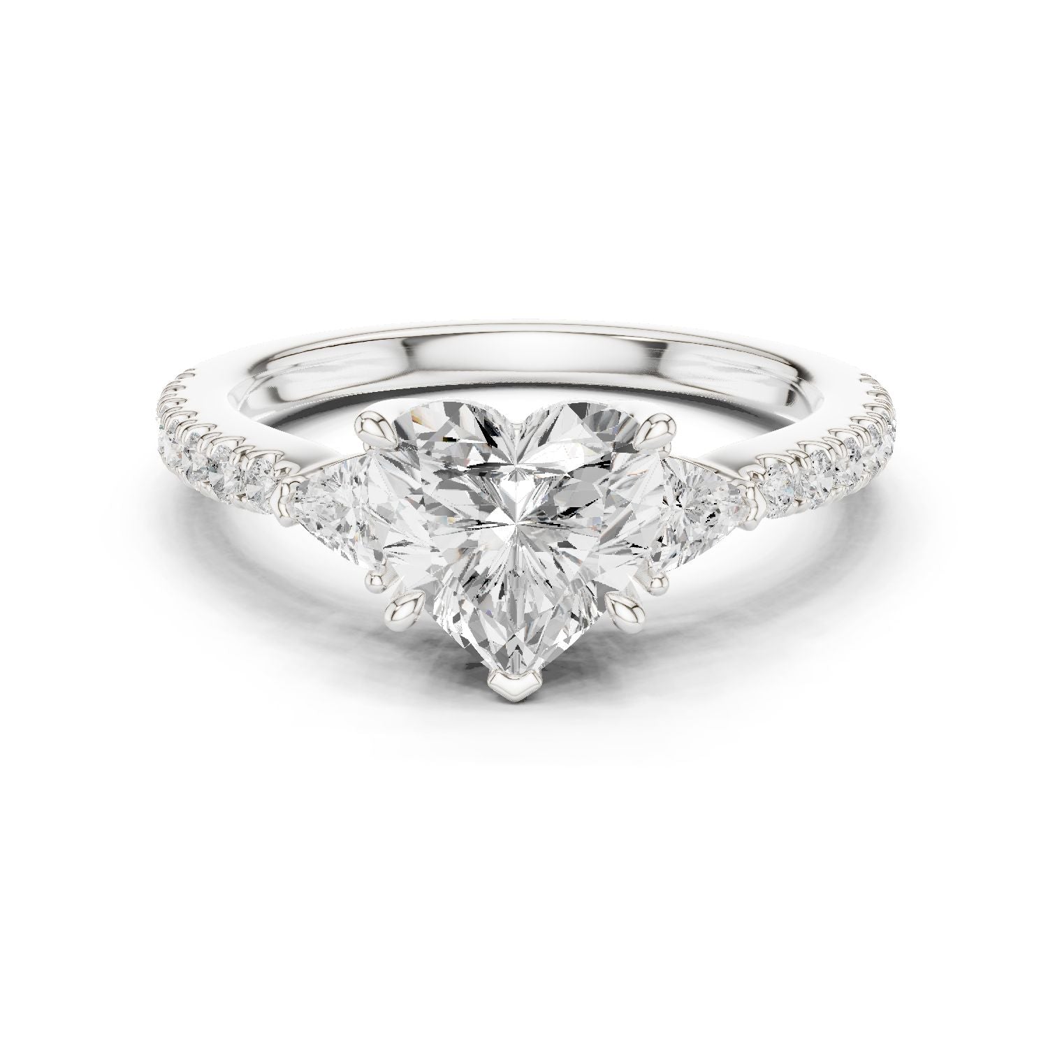 Heart Lab Grown Diamond Side-Stone Engagement Ring