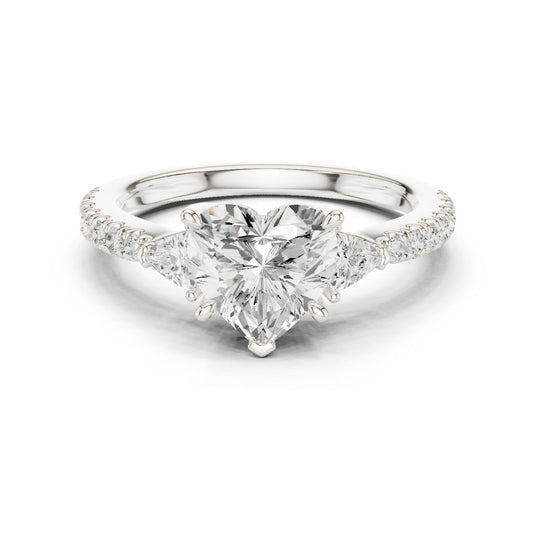 Heart Lab Grown Diamond Side-Stone Engagement Ring