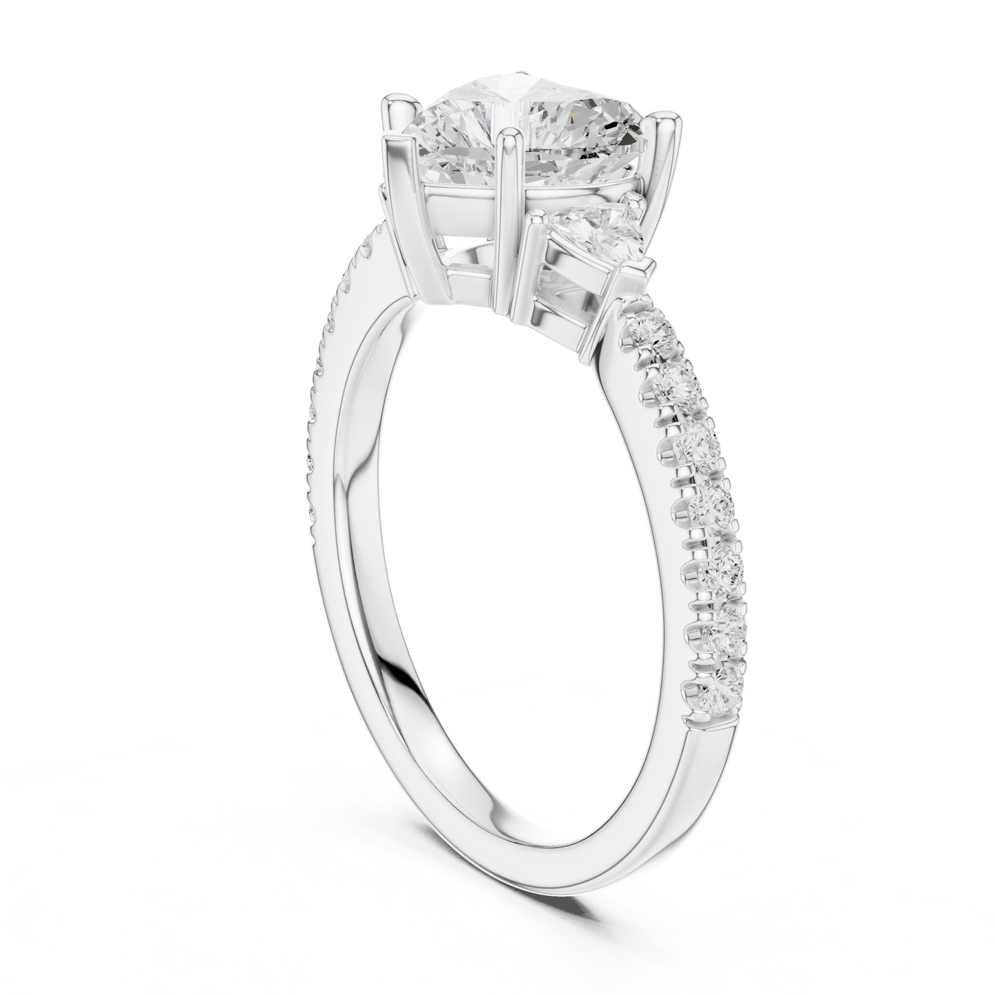 Heart Lab Grown Diamond Side-Stone Engagement Ring