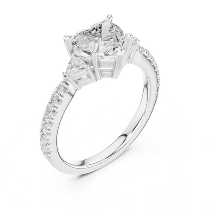 Heart Lab Grown Diamond Side-Stone Engagement Ring