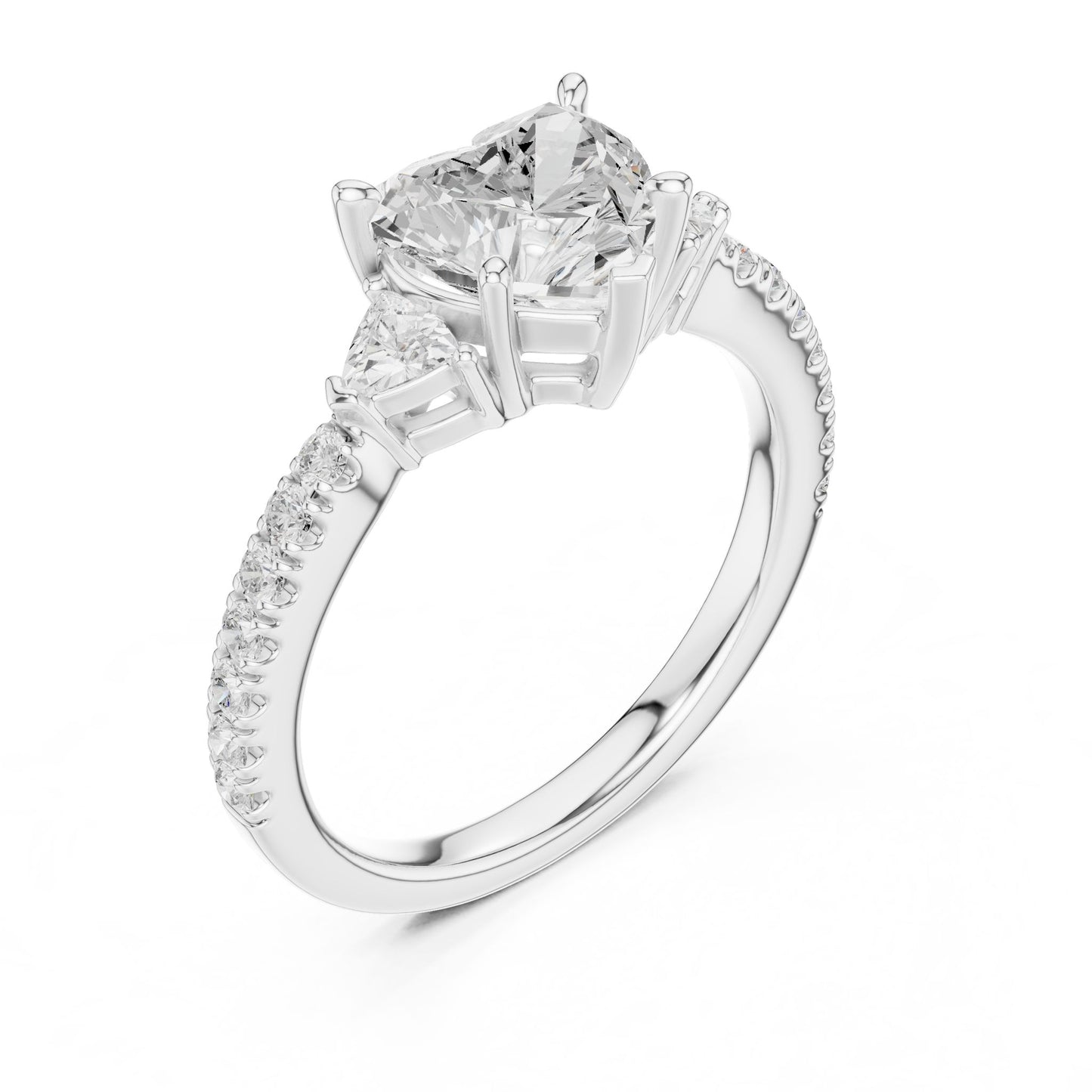 Heart Lab Grown Diamond Side-Stone Engagement Ring