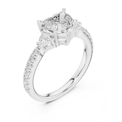 Heart Lab Grown Diamond Side-Stone Engagement Ring