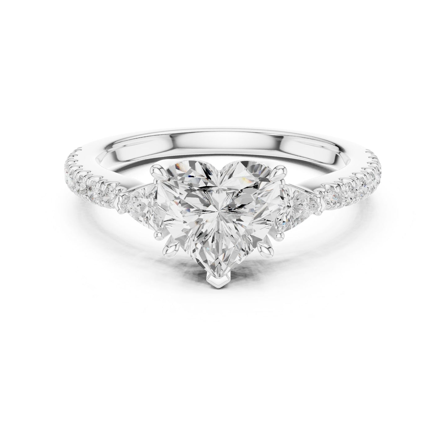 Heart Lab Grown Diamond Side-Stone Engagement Ring