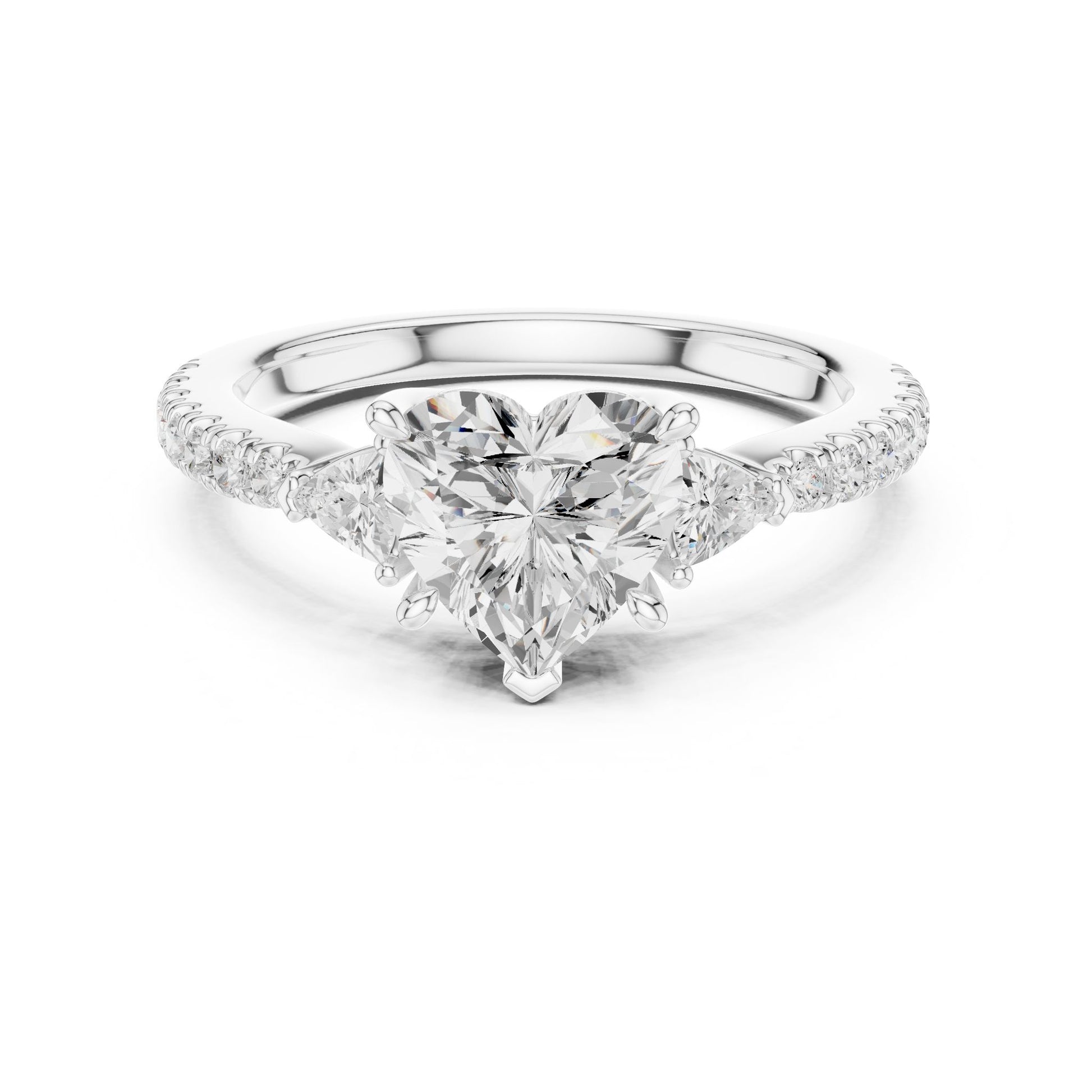 Heart Lab Grown Diamond Side-Stone Engagement Ring