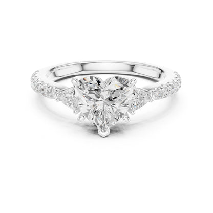 Heart Lab Grown Diamond Side-Stone Engagement Ring