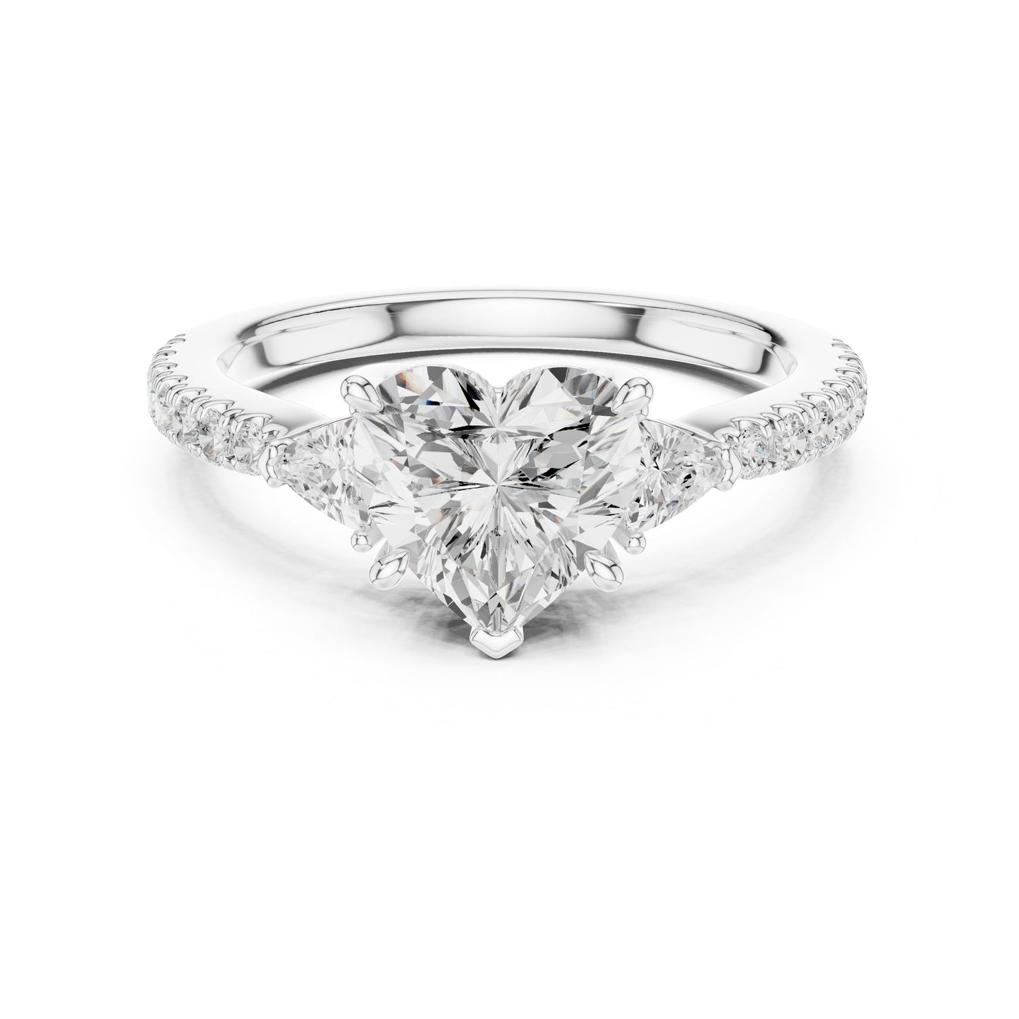 Heart Lab Grown Diamond Side-Stone Engagement Ring
