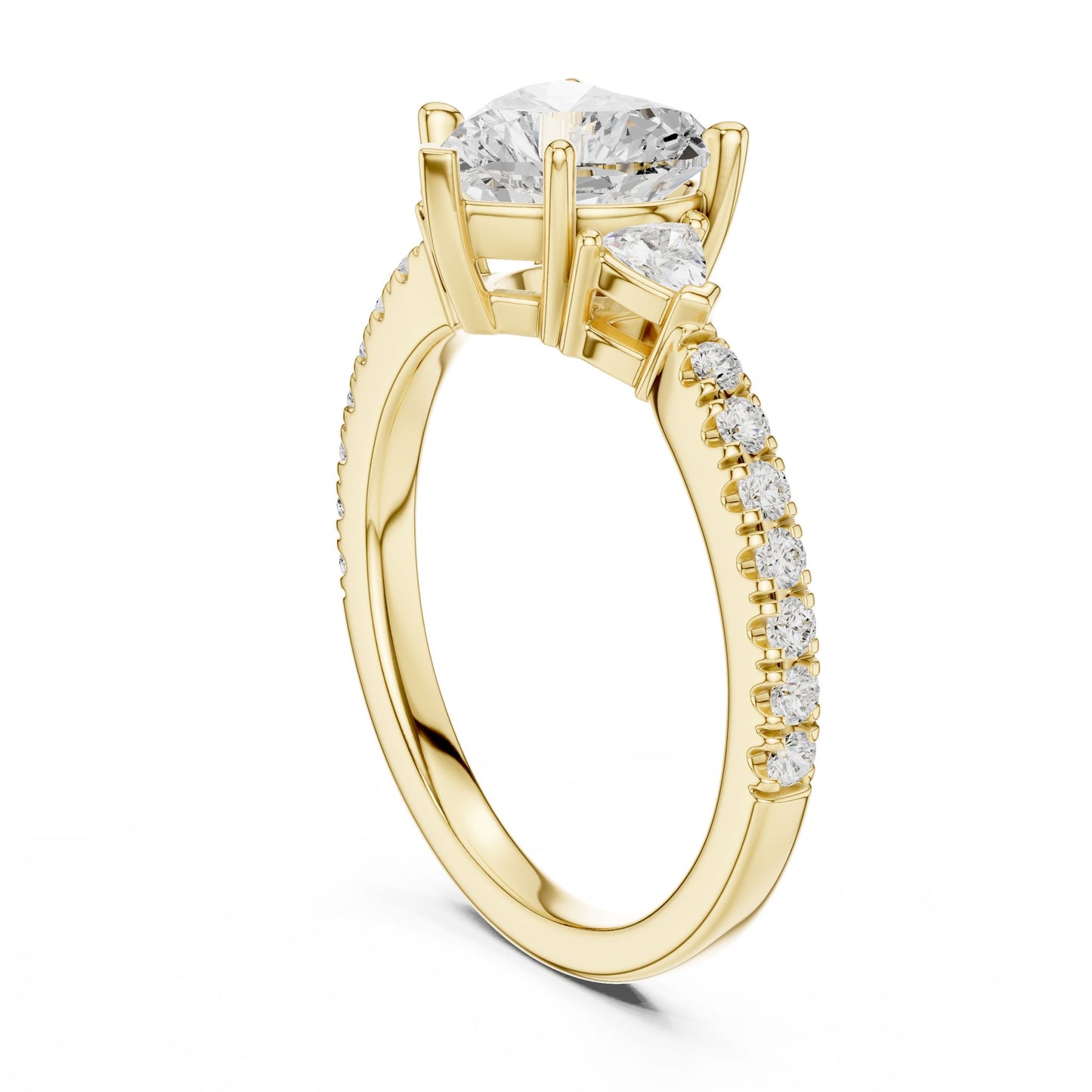 Heart Lab Grown Diamond Side-Stone Engagement Ring
