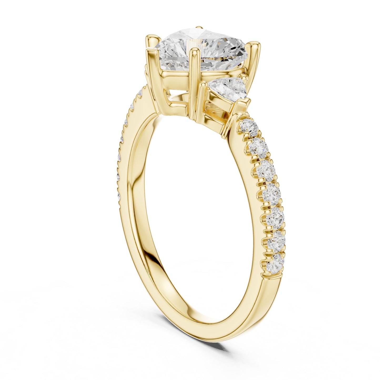 Heart Lab Grown Diamond Side-Stone Engagement Ring