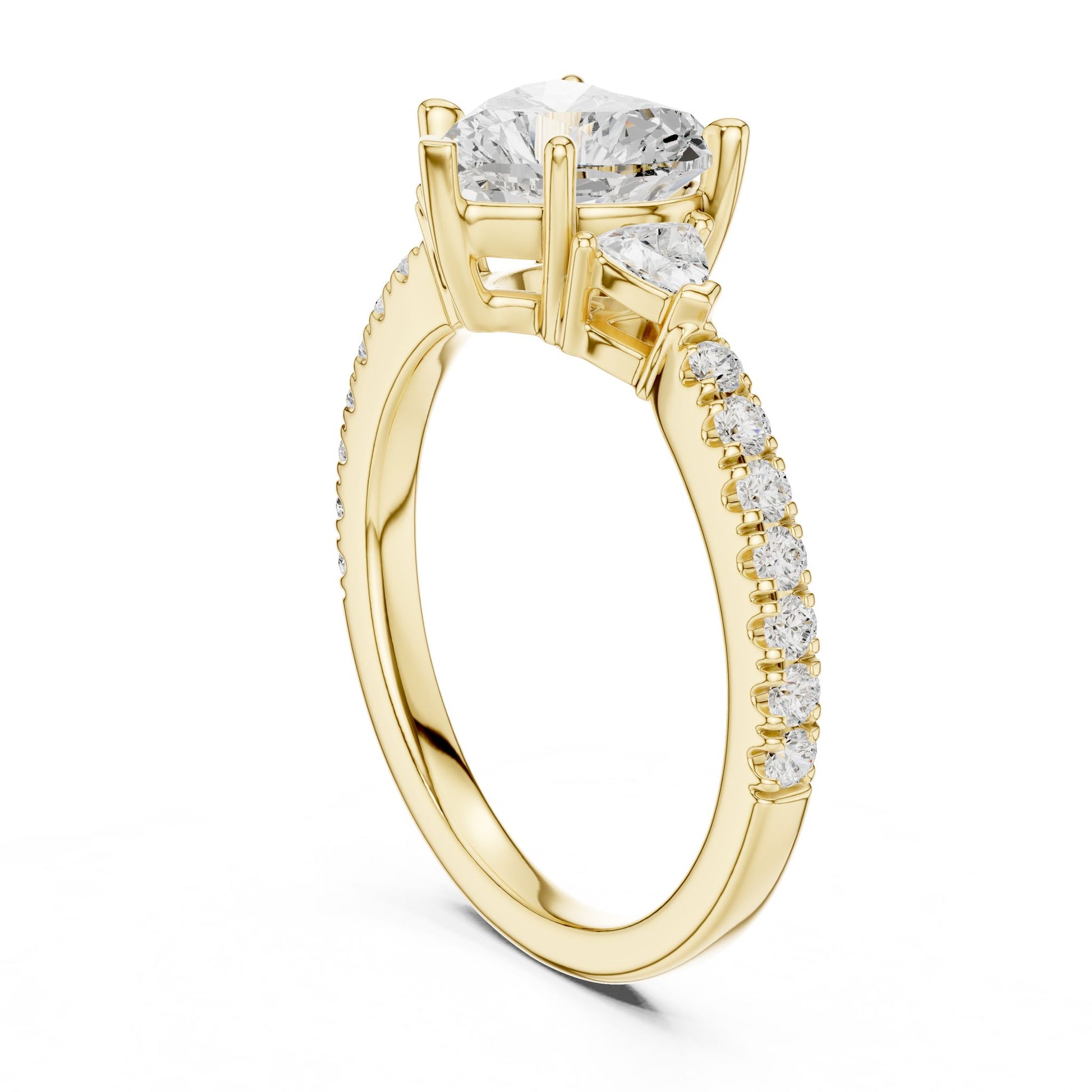 Heart Lab Grown Diamond Side-Stone Engagement Ring