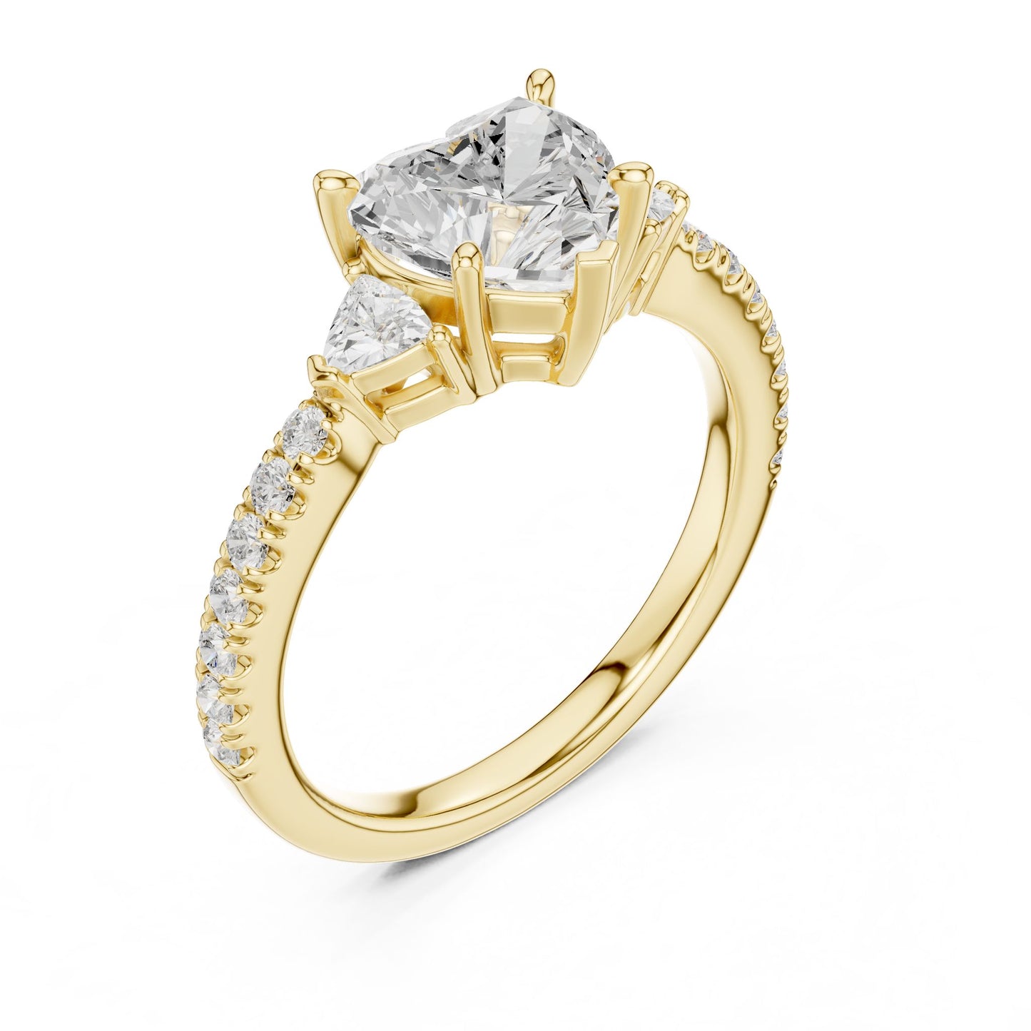 Heart Lab Grown Diamond Side-Stone Engagement Ring