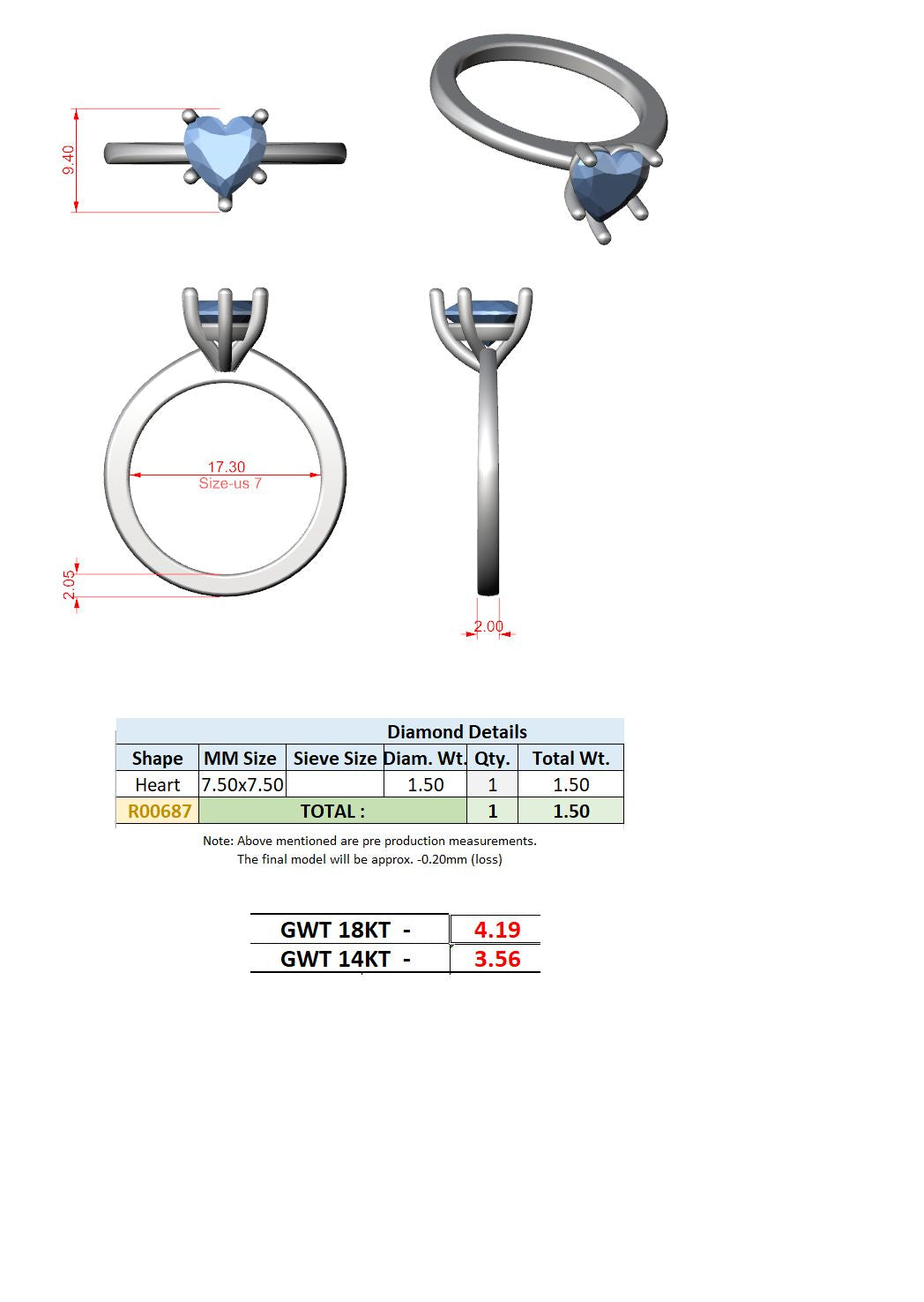 Heart Lab Grown Diamond Solitaire Engagement Ring