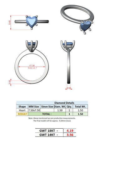 Heart Lab Grown Diamond Solitaire Engagement Ring