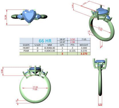 Heart Lab Grown Diamond Three-Stone Engagement Ring