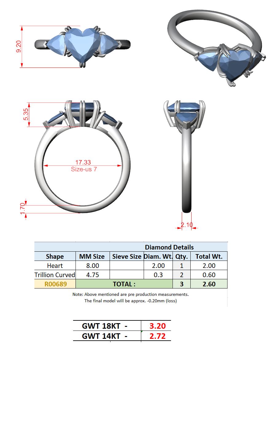 Heart Lab Grown Diamond Three-Stone Engagement Ring