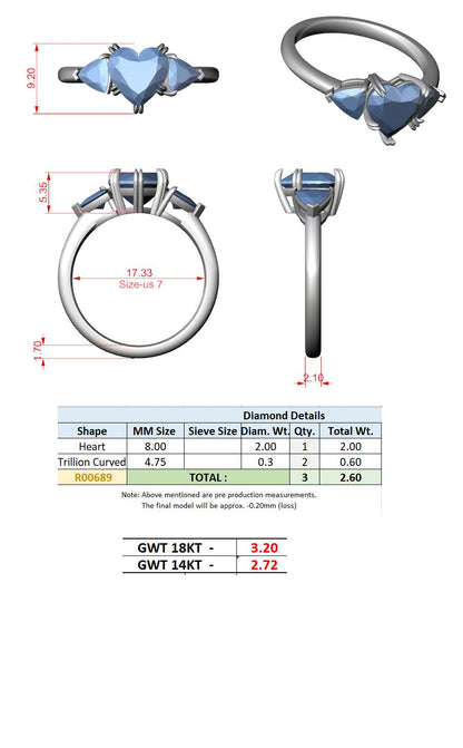 Heart Lab Grown Diamond Three-Stone Engagement Ring