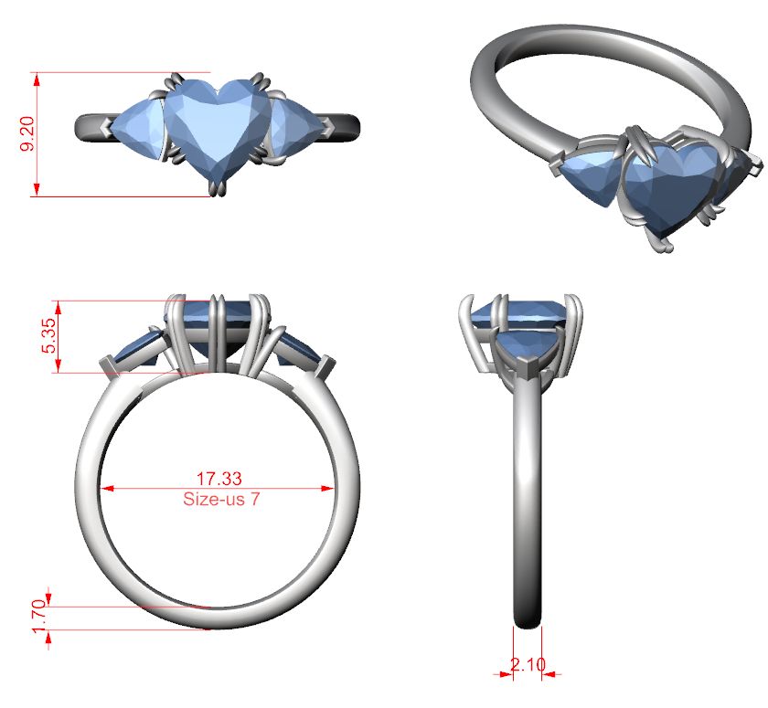 Heart Lab Grown Diamond Three-Stone Engagement Ring