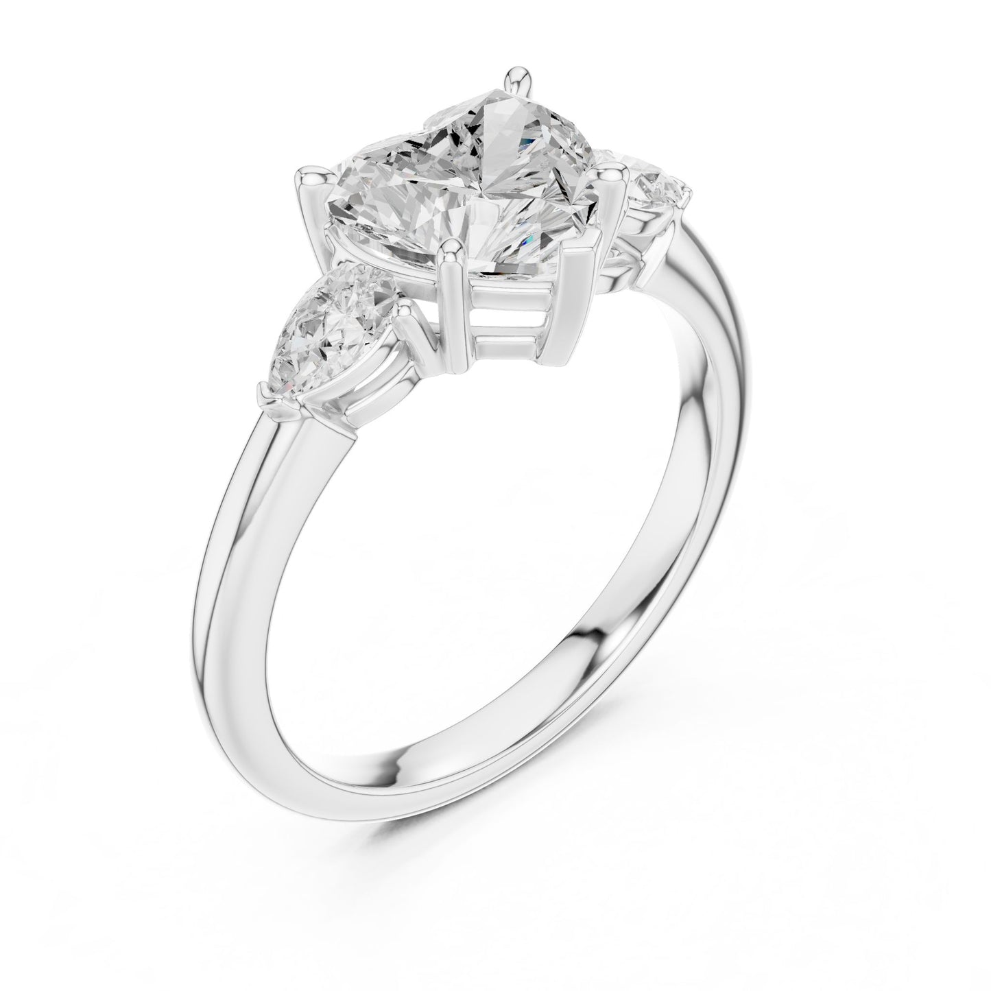 Heart Lab Grown Diamond Three-Stone Engagement Ring