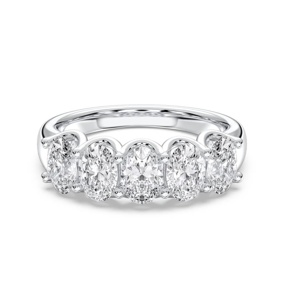 Half Eternity Oval Diamond Wedding Band | 18K Gold