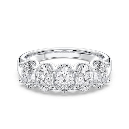 Half Eternity Oval Diamond Wedding Band | 18K Gold